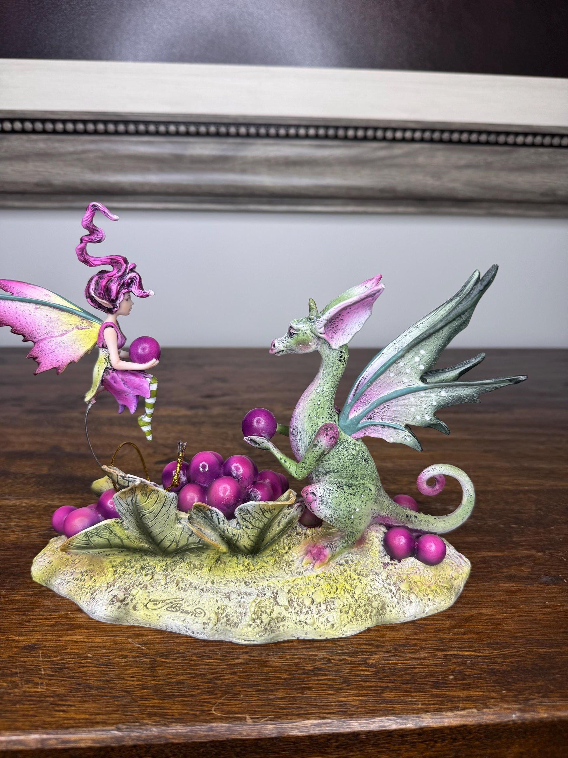 NIB Amy Brown “Always Share Your Grapes” Fairy and Dragon Figurine