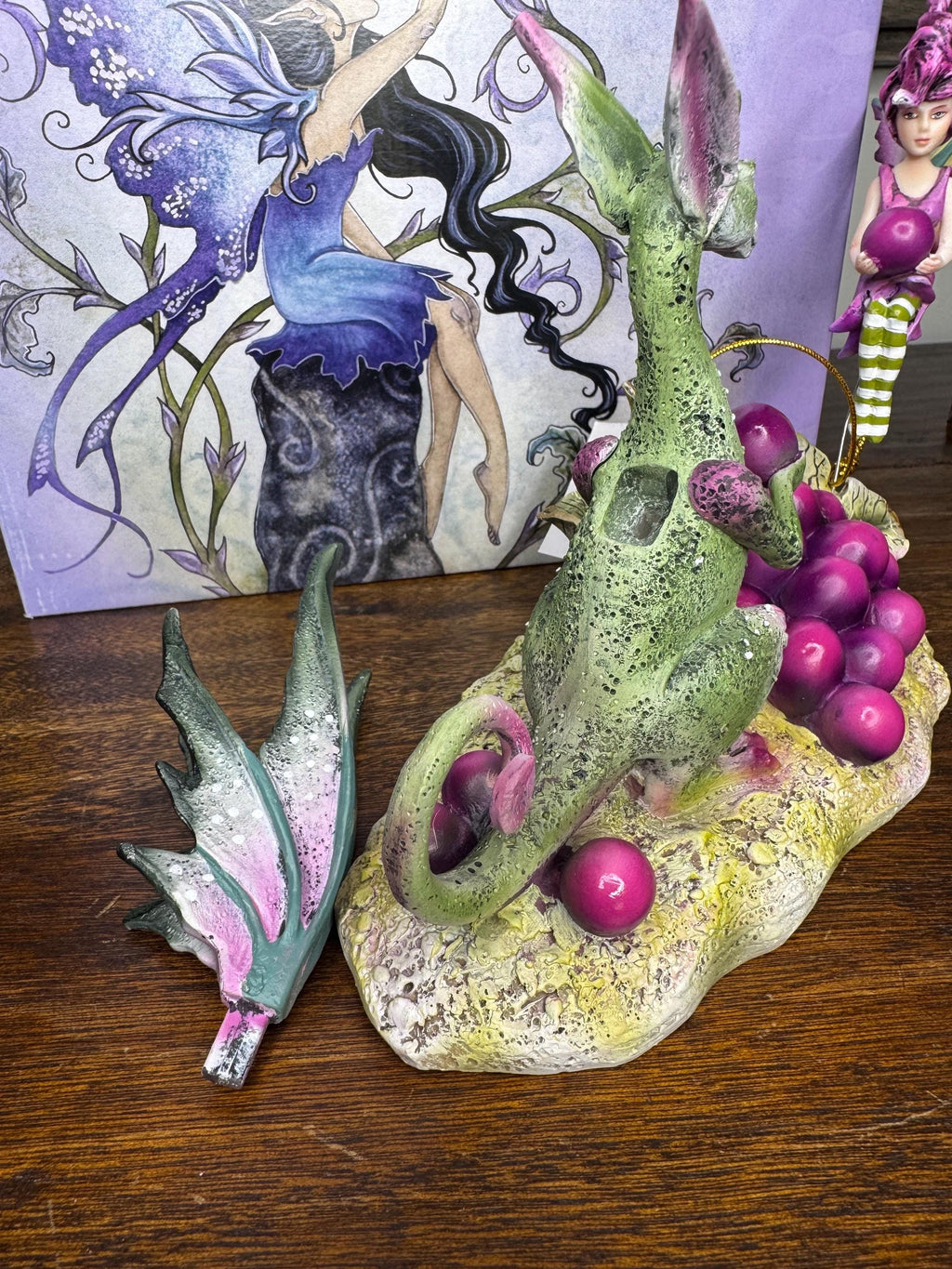 NIB Amy Brown “Always Share Your Grapes” Fairy and Dragon Figurine