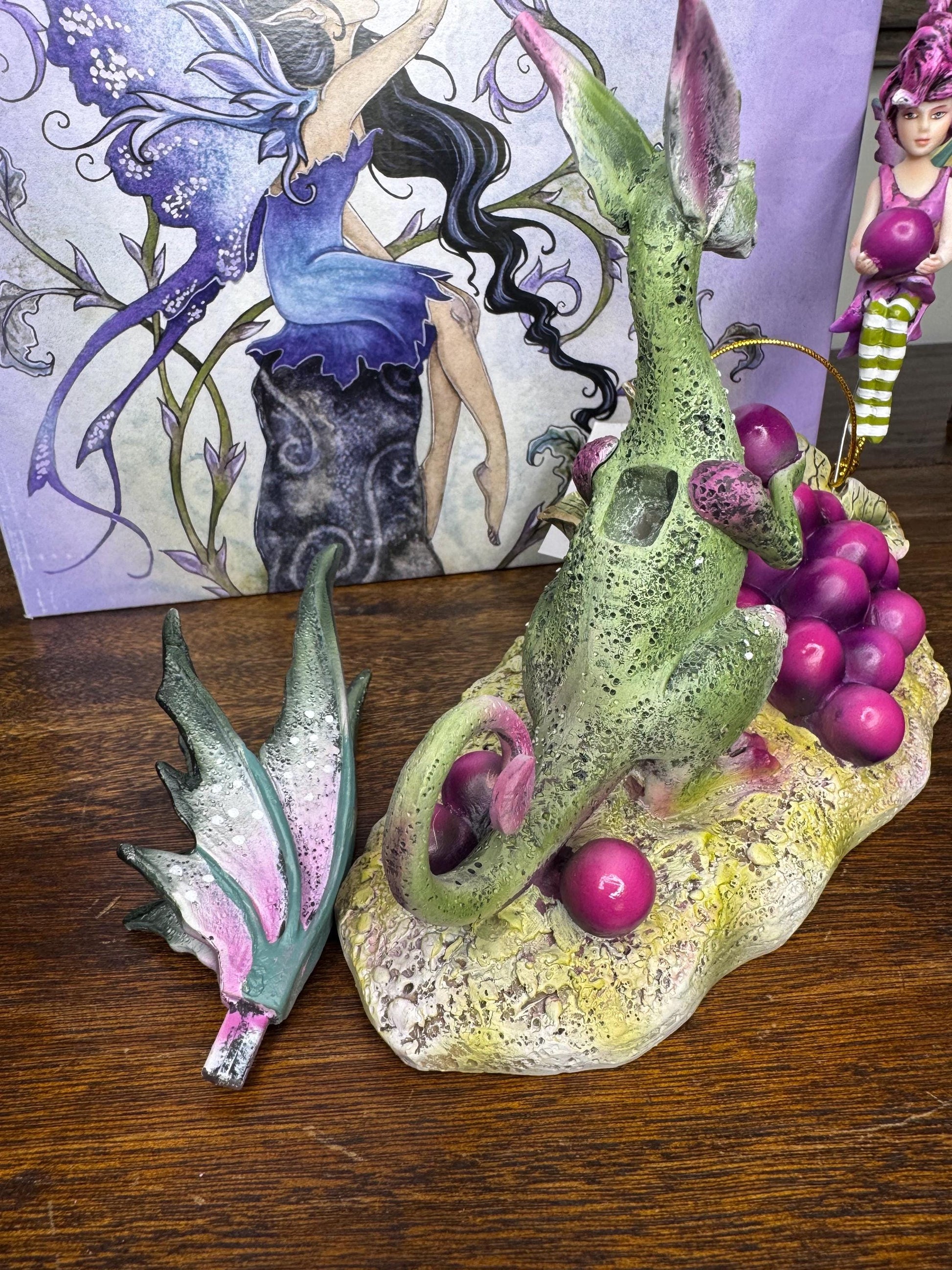 NIB Amy Brown “Always Share Your Grapes” Fairy and Dragon Figurine