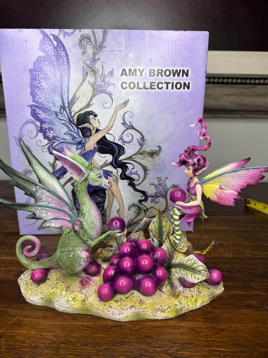 NIB Amy Brown “Always Share Your Grapes” Fairy and Dragon Figurine