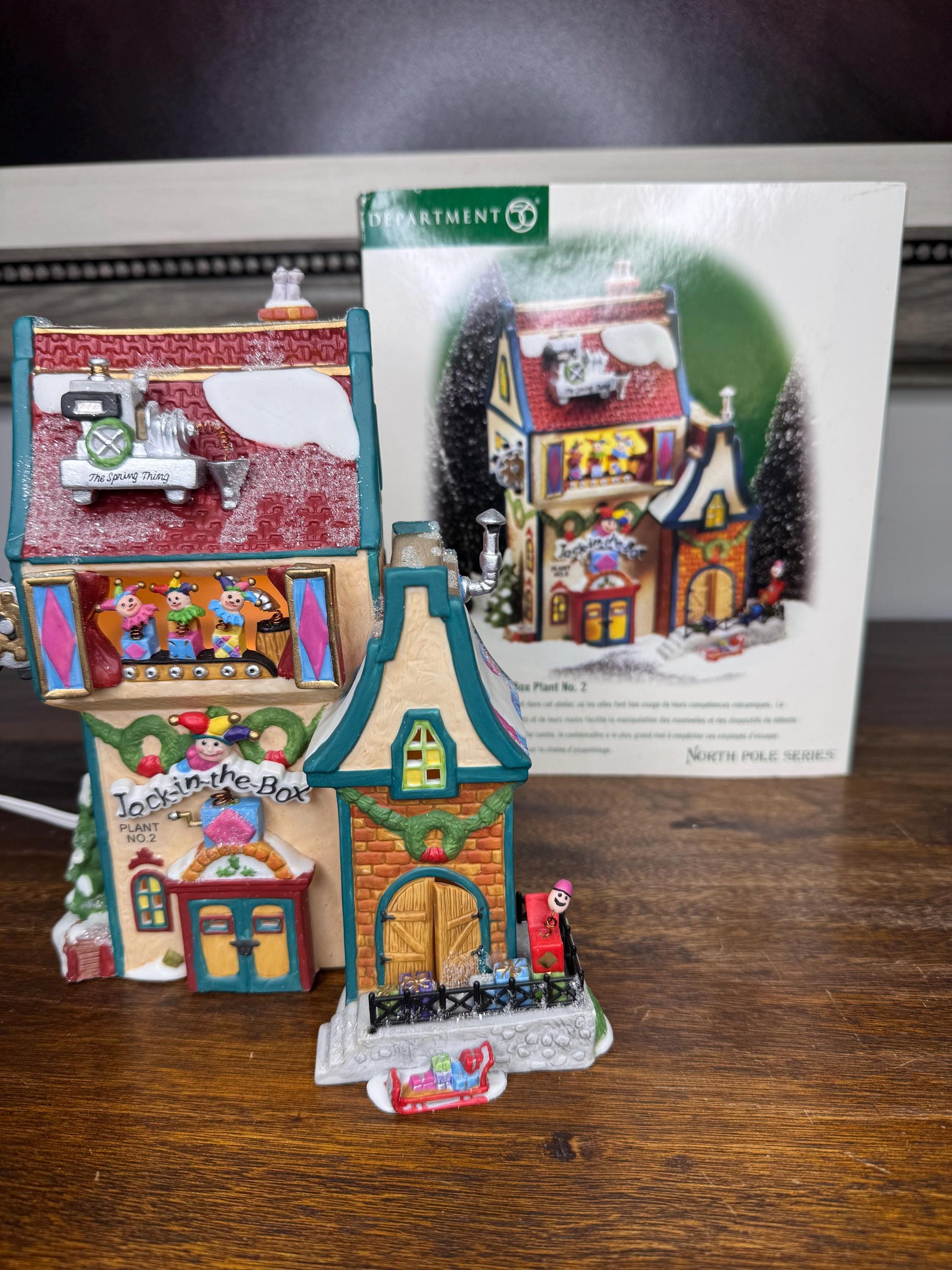 Vintage Dept 56 North Pole Village "Jack in the Box Plant No. 2 Light Up Building