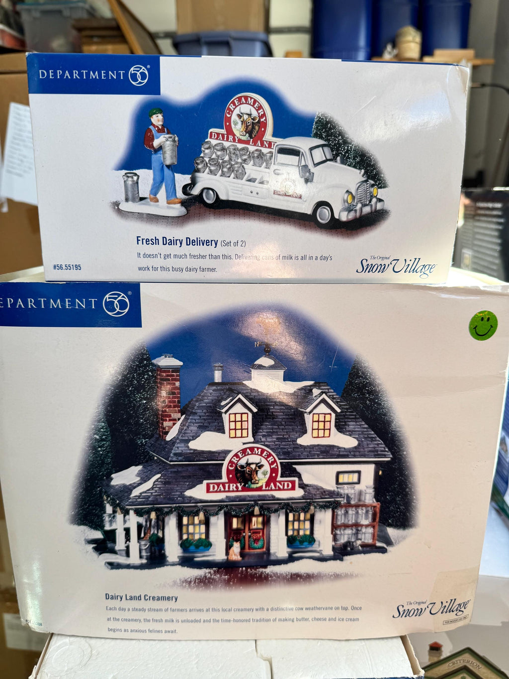 Dept 56 Original Snow Village Dairy Land Creamery w/ Fresh Dairy Delivery Truck in Original Boxes