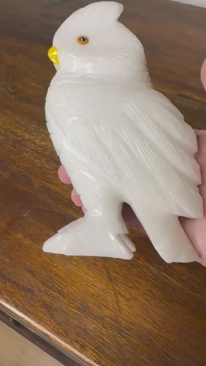 Solid Stone Hand Carved Owl