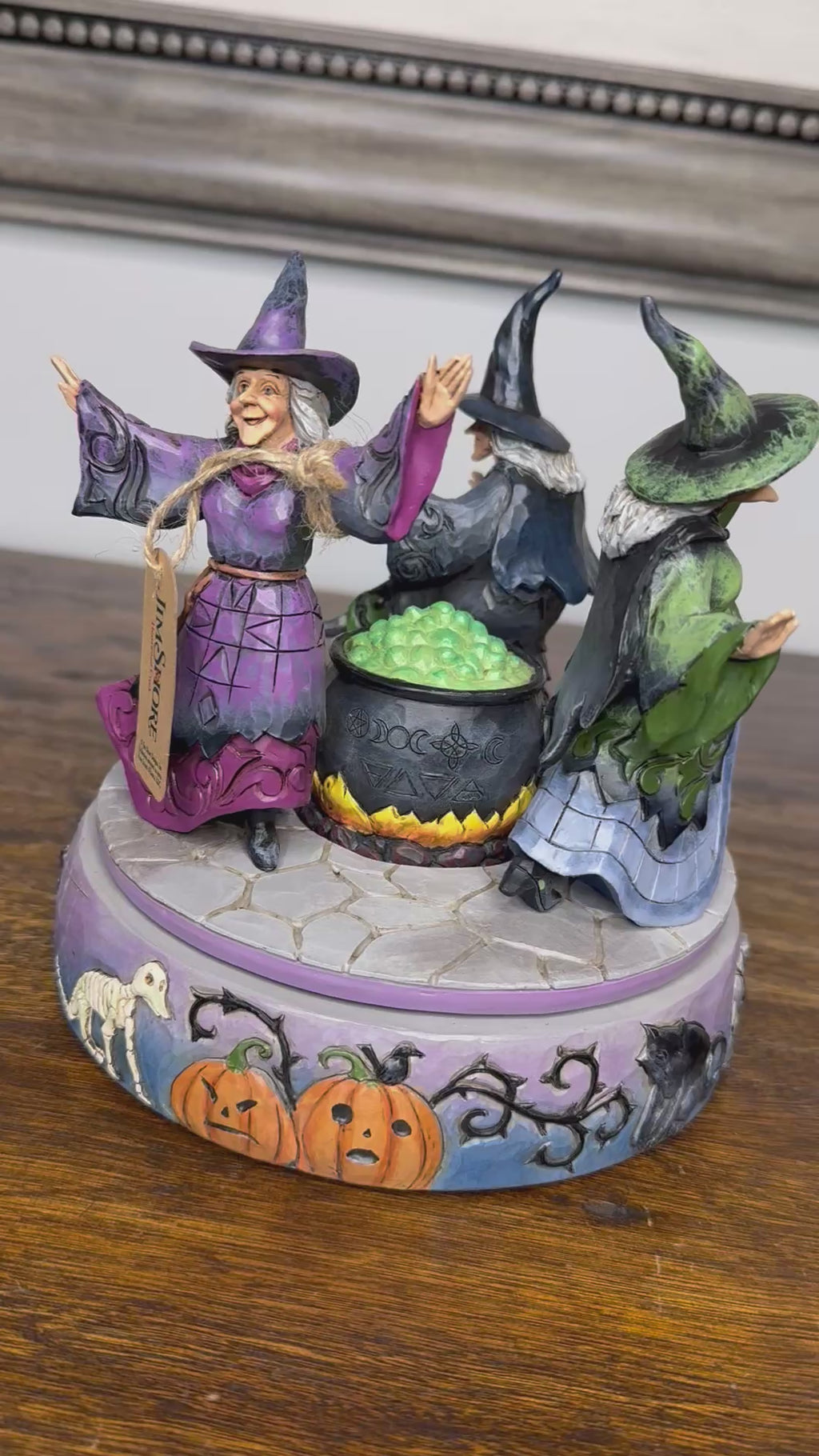 Jim Shore “A Haunting We Will Go” Rotating Witches and Cauldron Figurine